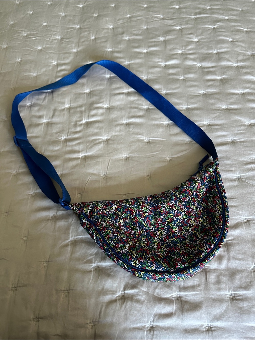 Uniqlo Keith Herring Multicolor Pattern Crossbody Bag with Blue Strap